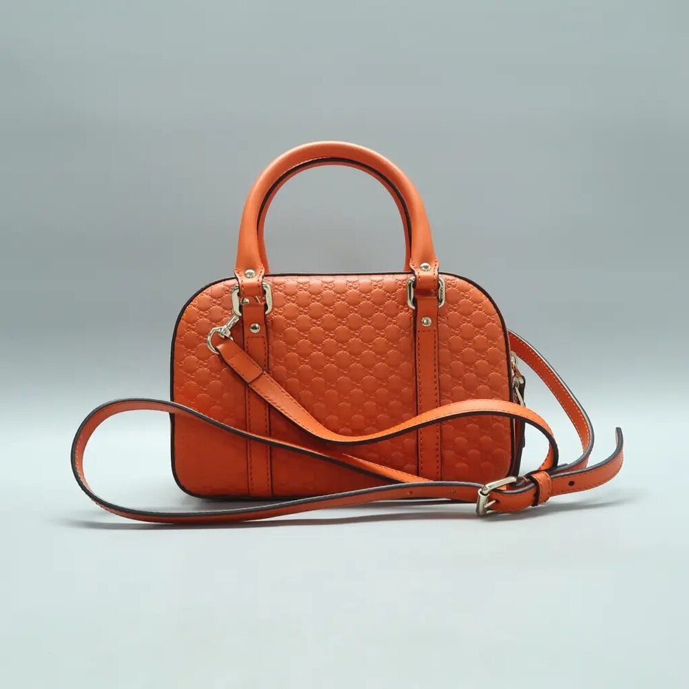 GUCCI Orange Leather Satchel 665-060525 - Picture 2 of 12